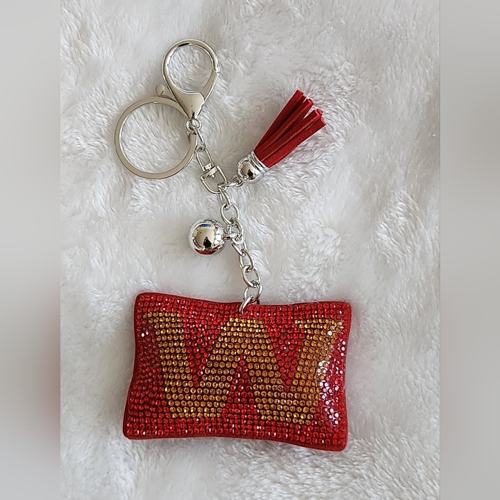 Washington Commanders Red and Gold Keychain with Tassel Footvall Bag Charm
